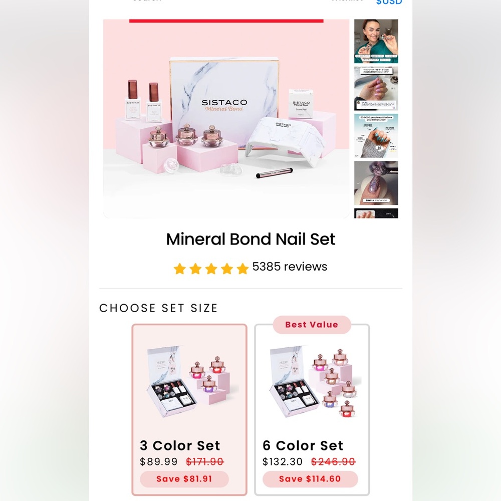 Sistaco Mineral Bond Nail Set - Rose and Ivory